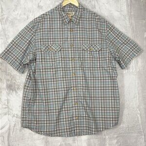 Duluth Trading  Mens 2XLT Tall Work Shirt Button Down Short Sleeve Plaid Casual